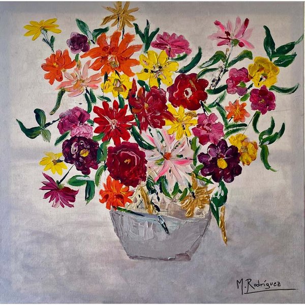 Primaveral: Acrílico sobre Lienzo de Mariela Rodríguez (60x60cm)