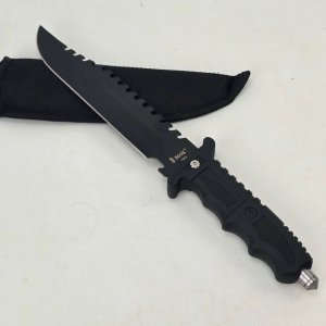 Cuchillo Bowie Negro con Funda y Cinta Métrica - imagen 4