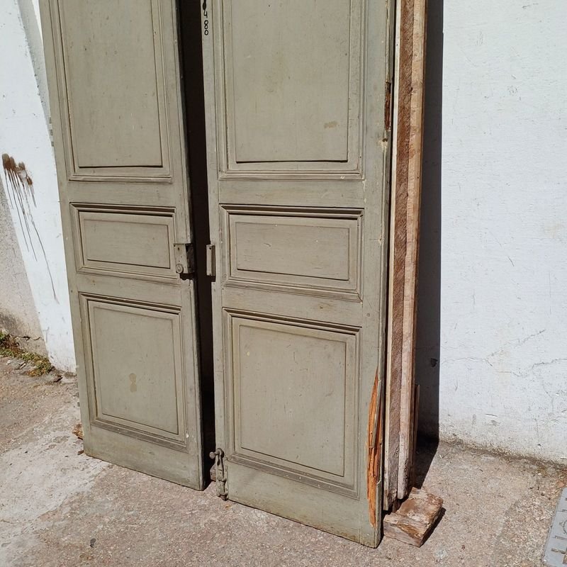 Puerta antigua de tablero, doble hoja y marco - imagen 6