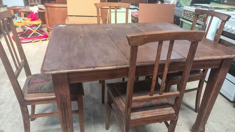 Juego de Comedor de Roble con Mesa Extensible y Sillas Tapizadas - imagen 6