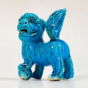 Figura Perro Foo de Cerámica Celeste - imagen 3