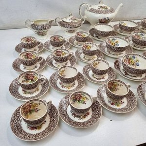 Juego de Loza "Harvard Empire" Inglés con Decoración Floral y Cenefas - 51 Piezas - imagen 5