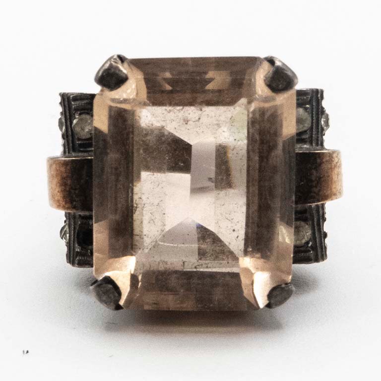Anillo de Plata con Cristal Rectangular Grande