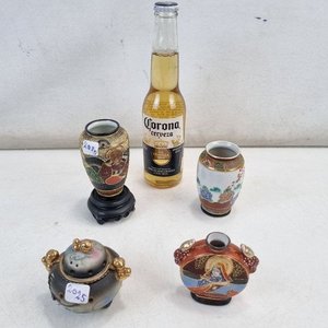 Conjunto de Porcelana Japonesa Estilo Satsuma: Jarrones y Recipientes Pintados a Mano - imagen 2
