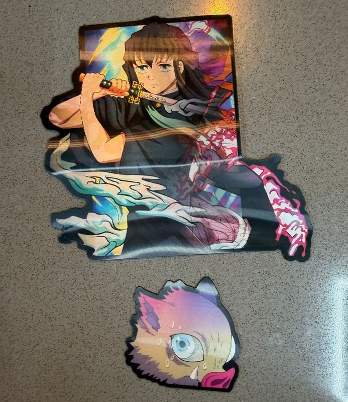 Stickers de Anime: Personaje y Cabeza de Cerdo