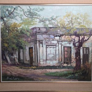 Óleo "Casa de Alquiler" de Alberto Tomás Gini (1985) - imagen 2