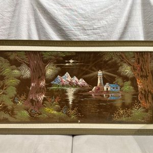 Lote anterior: Cuadro Horizontal Gobelino Paisaje Marino con Faro y Marco de Madera