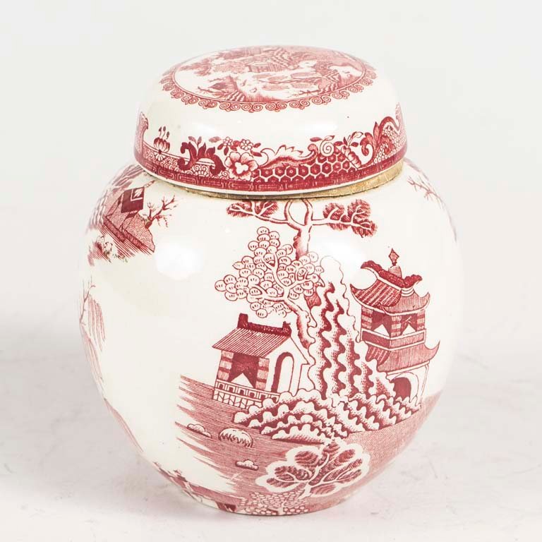 Lote anterior: Potes de loza inglesa con escena oriental