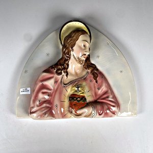 Placa Religiosa en Cerámica Italiana: Sagrado Corazón de Jesús - imagen 1