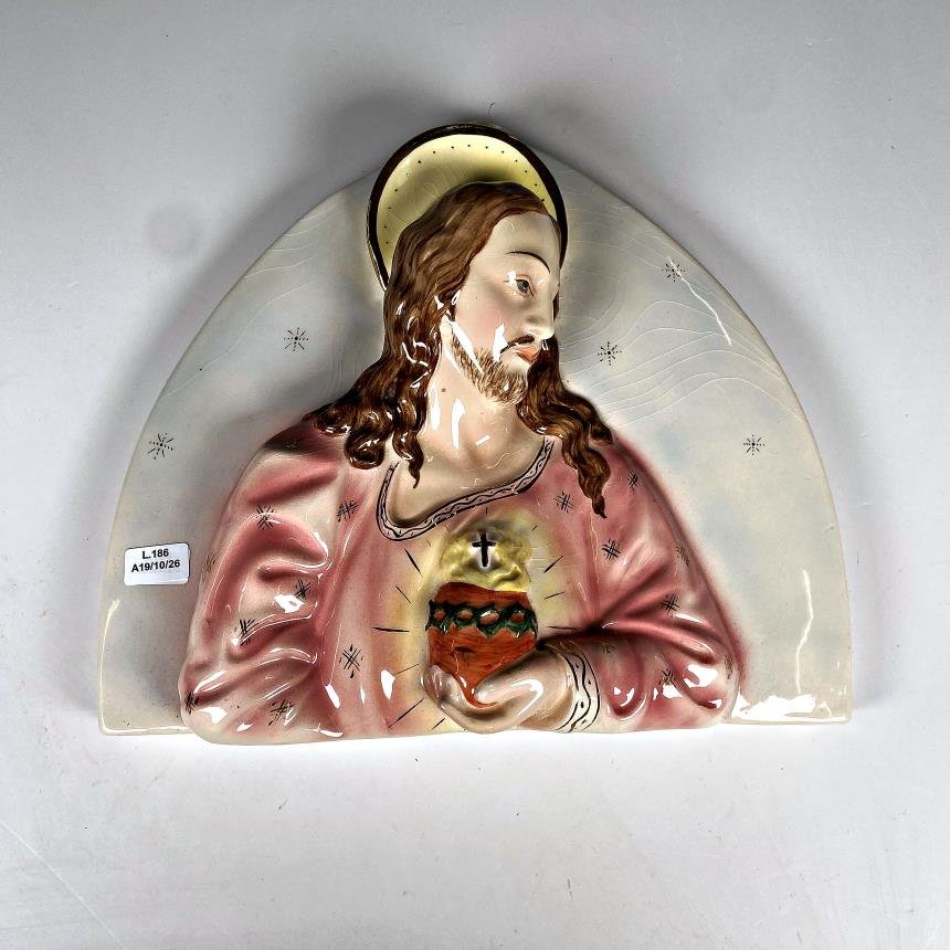 Placa Religiosa en Cerámica Italiana: Sagrado Corazón de Jesús