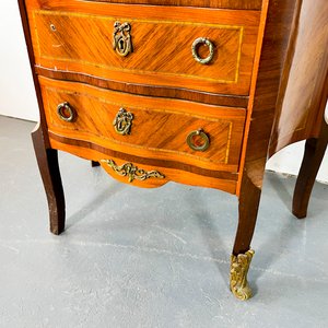 Semanaire Luis XV de Caoba y Marqueterie con 7 Cajones y Mármol Beige - imagen 3