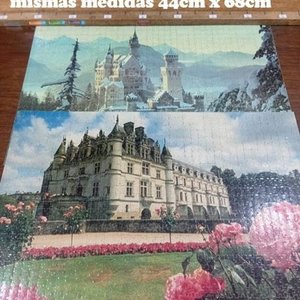 Lote siguiente: Par de Puzzles Completos Plastificados: Castillos y Paisajes Nevados