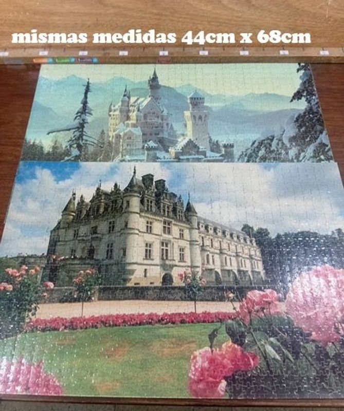 Par de Puzzles Completos Plastificados: Castillos y Paisajes Nevados