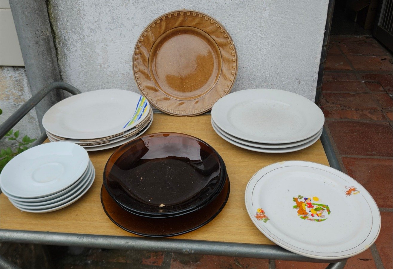 Lote de Platos y Platillos de Loza y Vidrio