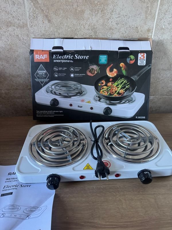 Cocinilla Eléctrica RAF con 2 Hornallas y Caja Original