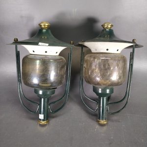 Lote anterior: Par de Apliques de Pared Estilo Farol Verde Inglés con Vidrio y Chapa