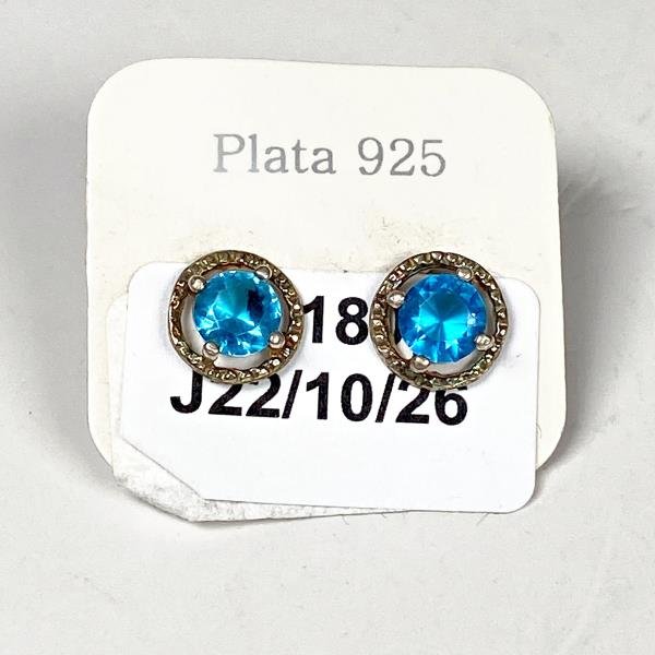 Par de Caravanas de Plata 925 con Piedra Azul