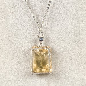 Colgante de Plata con Citrino Rectangular Grande y Cadena - imagen 4