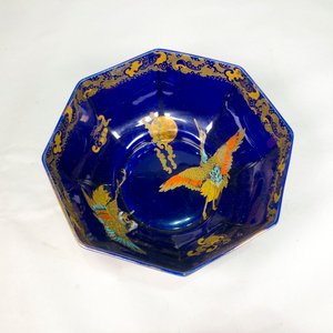 Centro de Porcelana Inglesa "Golden Moon" Azul Cobalto con Grullas - imagen 2