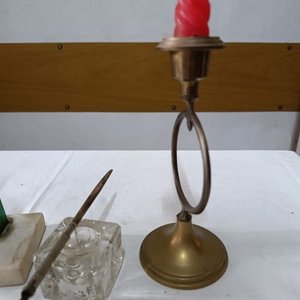 Set de Escritorio Antiguo: Busto Artigas, Candelabro, Porta Lápices y Pluma - imagen 4