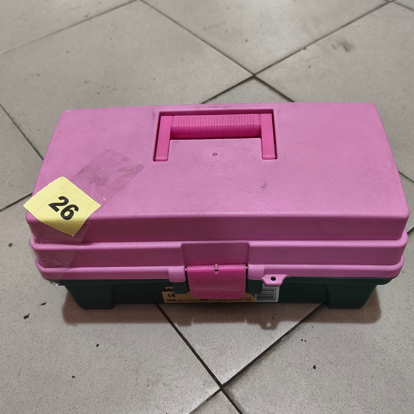 Caja Organizadora de Plástico Rosa y Verde con Espejo y Manija Plegable