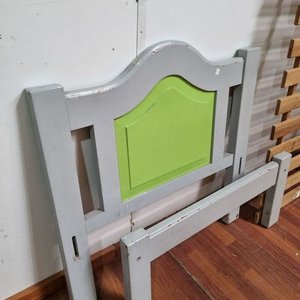 Cama de 1 Plaza con Respaldo y Piecera Gris y Verde - imagen 3