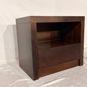 Mesa de Luz Madera Maciza con Cajón Liso y Estante - imagen 1