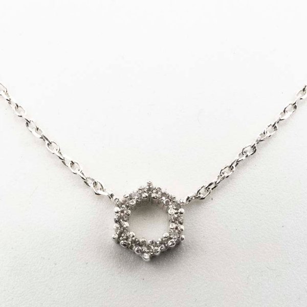 Cadena con Dije Hexagonal de Circonias en Plata - imagen 1