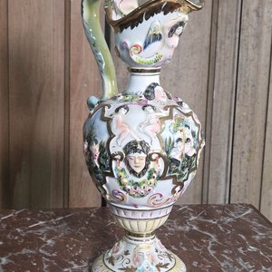 Jarra Ornamental Capodimonte Italiana de Porcelana, 34cm - imagen 3