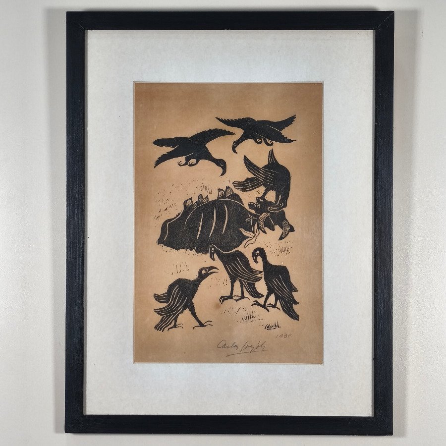 Grabado de Carlos González, Firmado y Fechado 1938