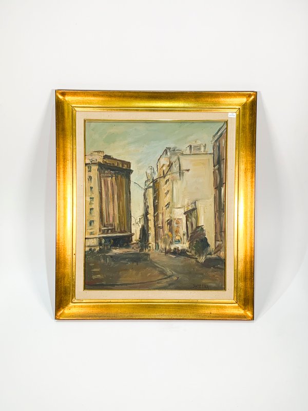 Pintura al óleo de calle y edificios en Ciudad Vieja - imagen 1