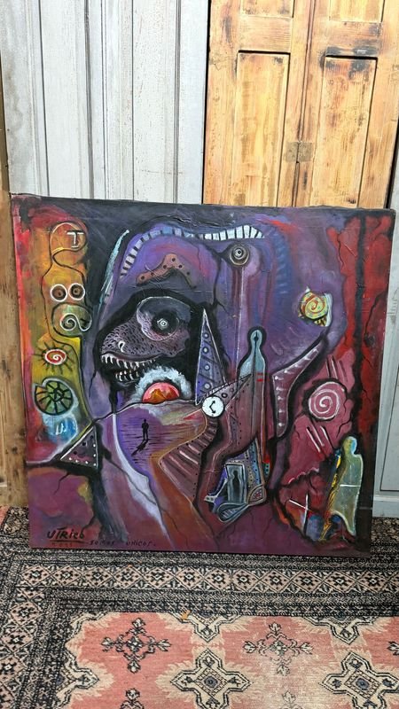 Óleo sobre tela "Humanidad" de Walter Utrico, 95 x 94 cm
