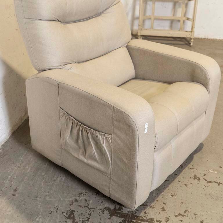 Sillón reclinable tapizado en tela gris claro - imagen 2