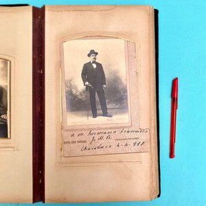 Antiguo Álbum de Fotos Tapas Terciopelo Verde Principios Siglo XX - imagen 8