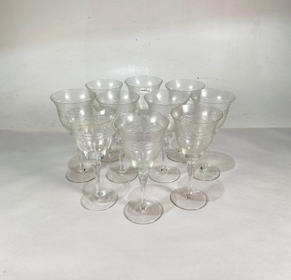 Diez Copas de Cristal Hialino Tallado - 20 cm de Altura - imagen 1