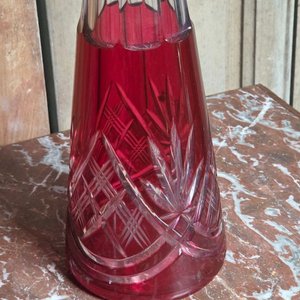 Botella de Cristal Tallado Rubí Baccarat con Tapón Original - imagen 3