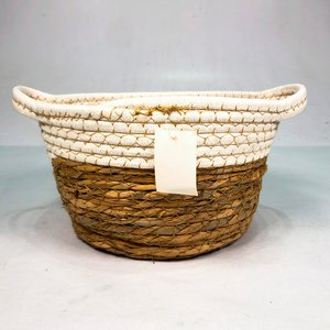 Cesto Bicolor con Asa Blanco y Beige - imagen 3