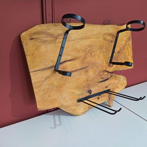 Portabotellas y Portacopas Rústico de Madera y Metal - imagen 3