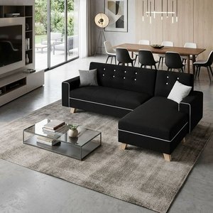 Lote anterior: Sofá Chaise Longue Negro con Ribetes Blancos