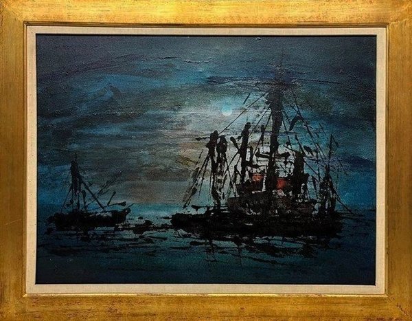Óleo sobre tela: Naufragio de Santa María del Luján, atribuido a Rafael Ruano