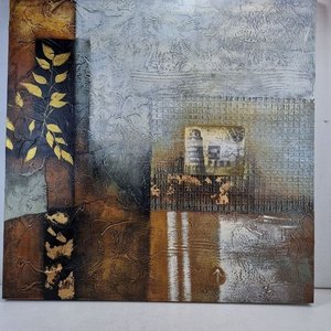 Lote siguiente: Cuadro Decorativo Abstracto con Relieve y Torre de Pisa (90x90cm)
