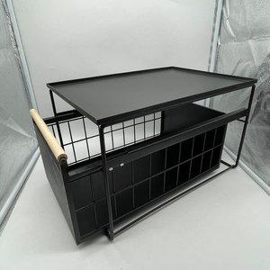 Estante Organizador Negro con Cajón Deslizable y Asa de Madera - imagen 3