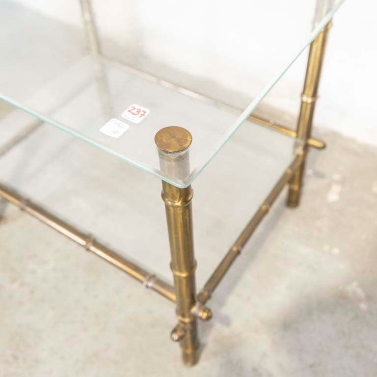Mesa lateral de living en bronce imitación cañas - imagen 2