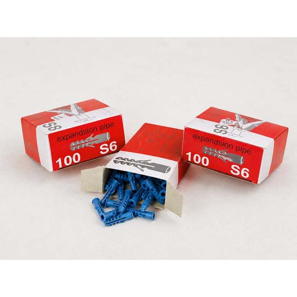 Tacos de Expansión Plásticos 6mm S6 - Caja de 300 Unidades