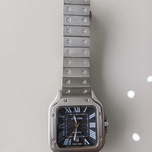 Reloj Cartier Santos Dumont Réplica Acero Caja Cuadrada Fondo Negro - imagen 3