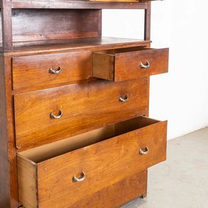 Alacena Antigua de Madera con 5 Cajones y Alzada Vidriada - imagen 3