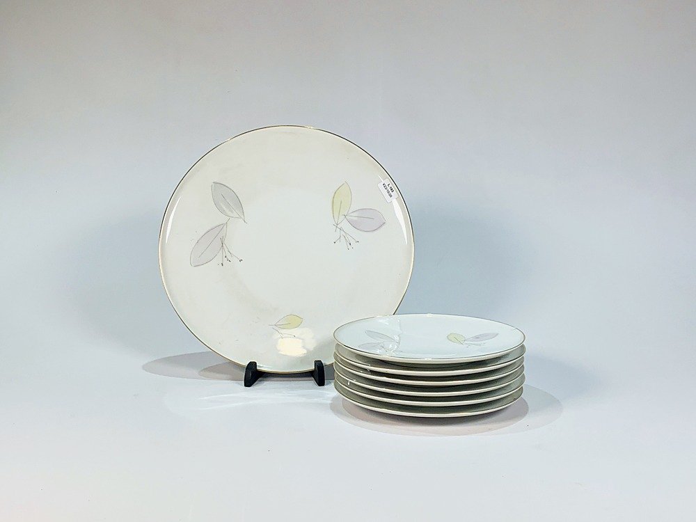 Juego de Postre Porcelana Bavaria Blanco Decoración Floral