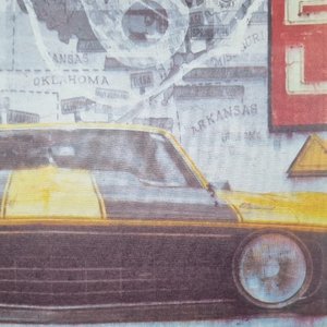 Cuadro Decorativo: Auto Clásico Amarillo Estilo Route 66 - imagen 5