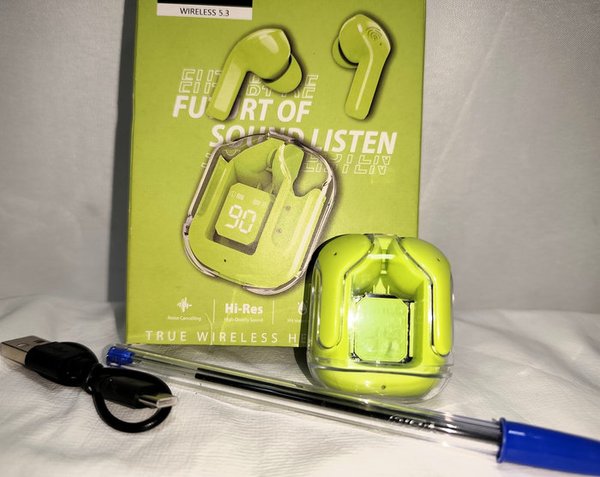 Auriculares Bluetooth Recargables Ultra Pod con Pantalla Digital, Color Verde
