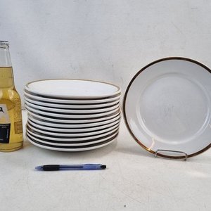 Juego de 13 Platos Llanos Porcelana Nacional 'Olmos' con Borde Dorado - imagen 2